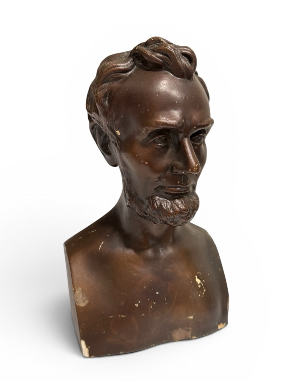 Vintage Borghese Abraham Lincoln Library Bust – Classical Chalkware Sculpture
